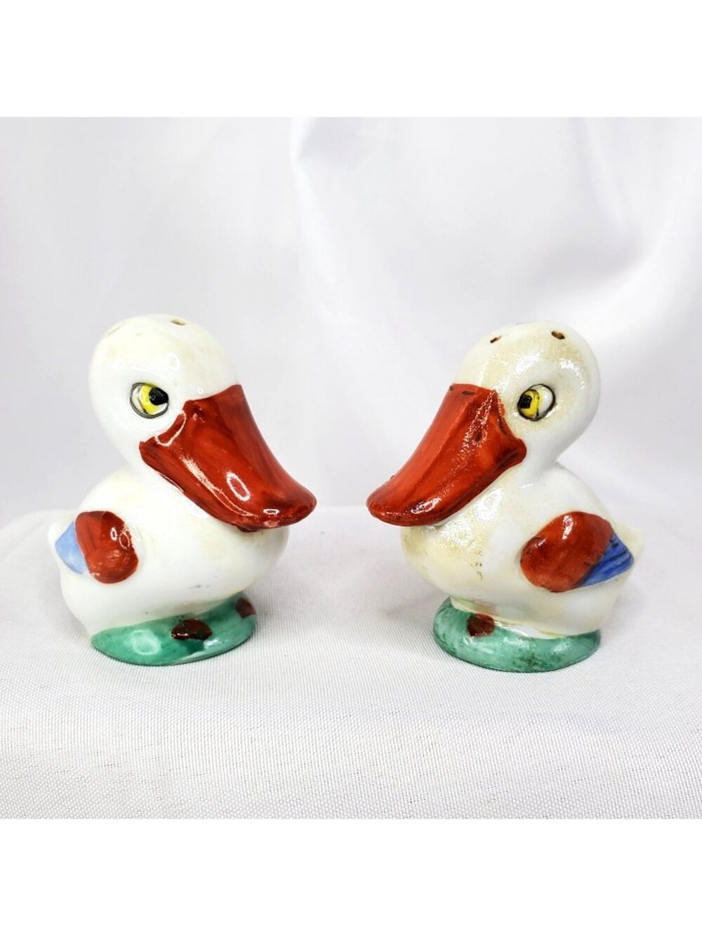 Vintage Ceramic Duck Salt & Pepper Shakers Hand-Painted Germany